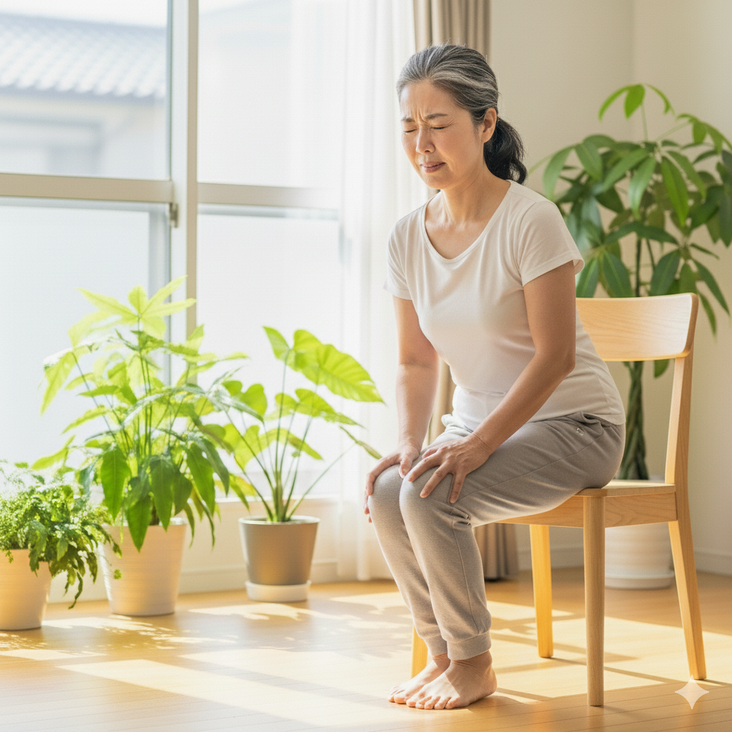 変形性膝関節症で悩んでいる様子